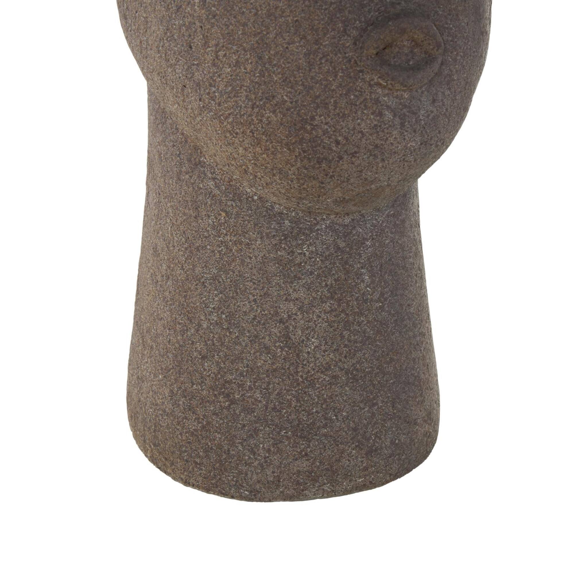 17" Textured Brown Woman Head Planter